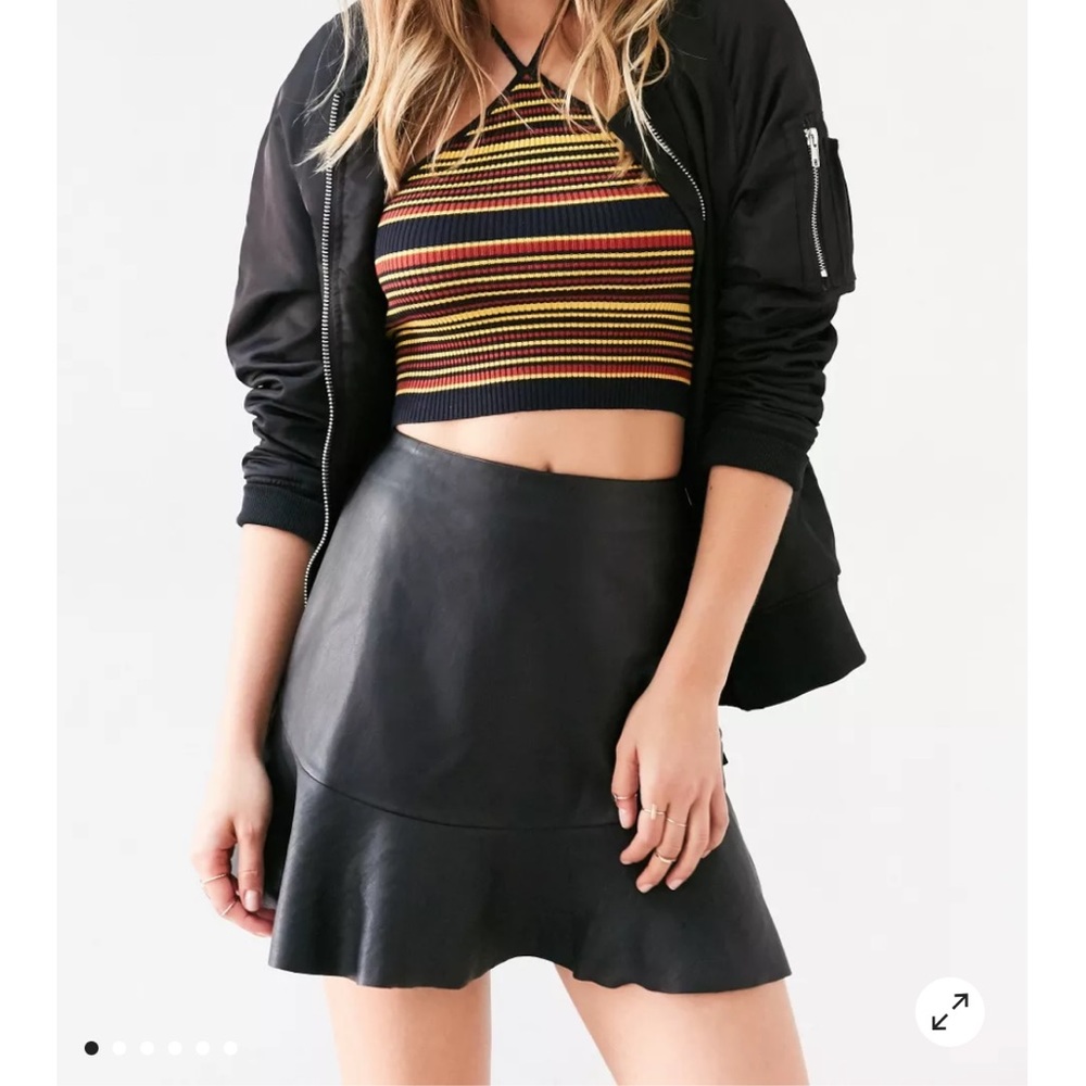 Kimchi Blue Flounce Leather Mini Skirt, size 6, NWT